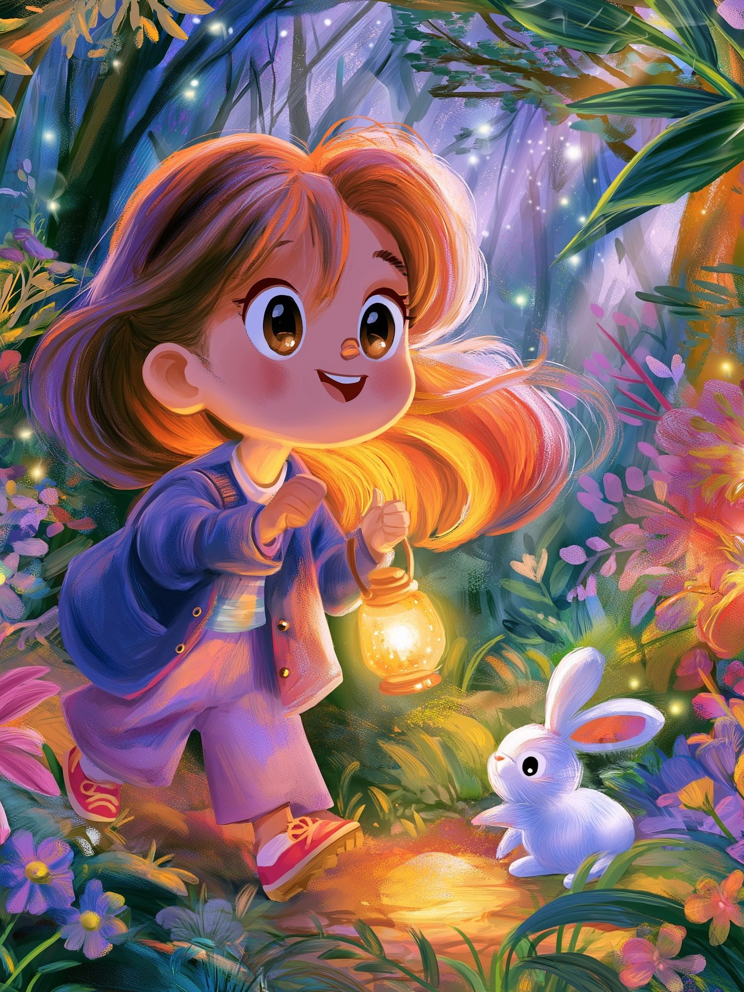 Enchanted Forest Girl Illustration Poster. poster detail