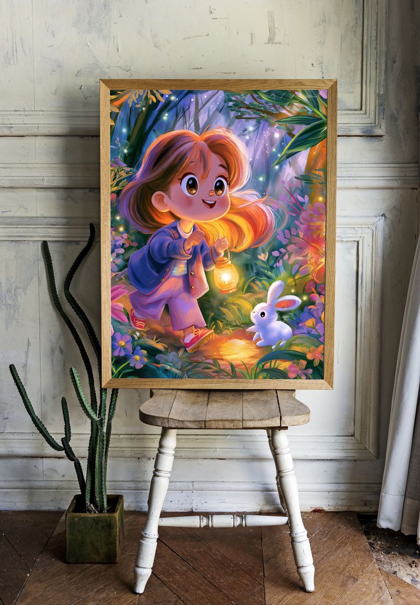 Enchanted Forest Girl Illustration Poster. — room view 1