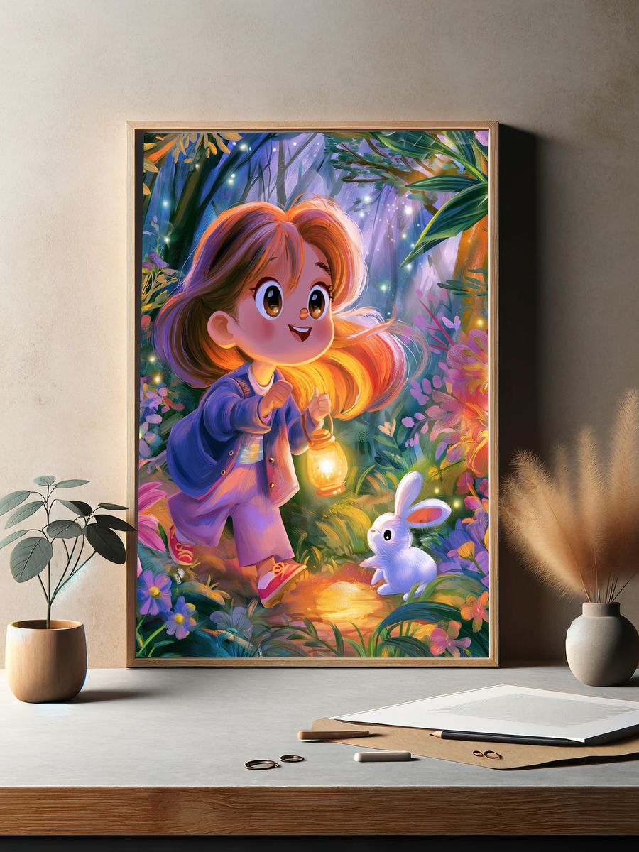 Enchanted Forest Girl Illustration Poster. — room view 2