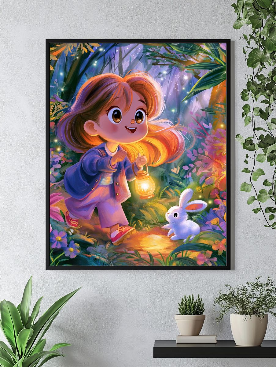 Enchanted Forest Girl Illustration Poster. — room view 4