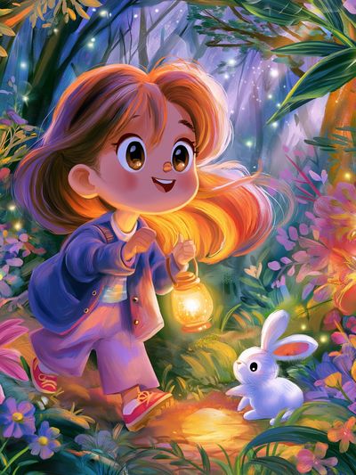 Enchanted Forest Girl Illustration Poster. poster