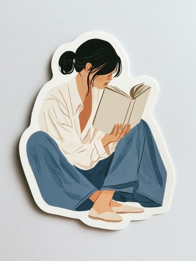 Woman Reading Illustration Poster.