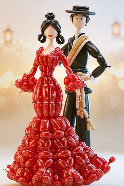 Balloon Flamenco Couple Illustration Poster.