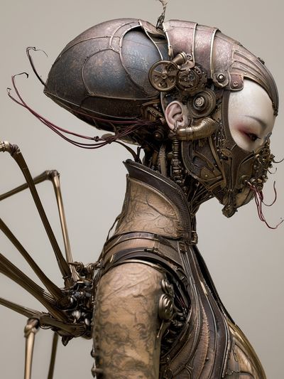 Steampunk Cyborg Portrait Poster. poster