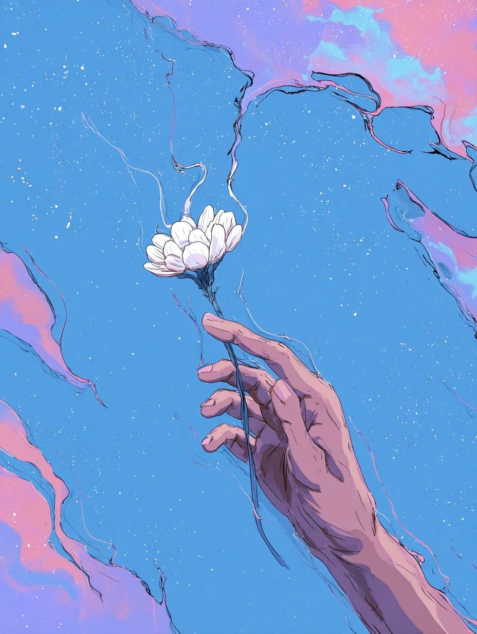 Dreaming Hand Flower Illustration Poster. poster — illustration art