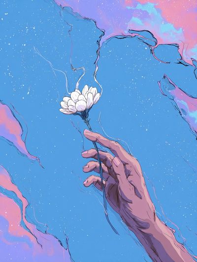 Dreaming Hand Flower Illustration Poster. poster print