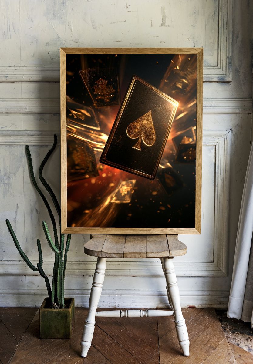 Golden Spade Card — Illustration Print. — room view 1