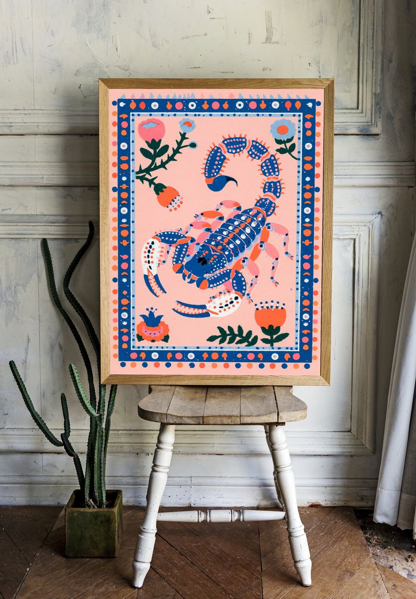 Scorpion Folk Art Poster. room preview