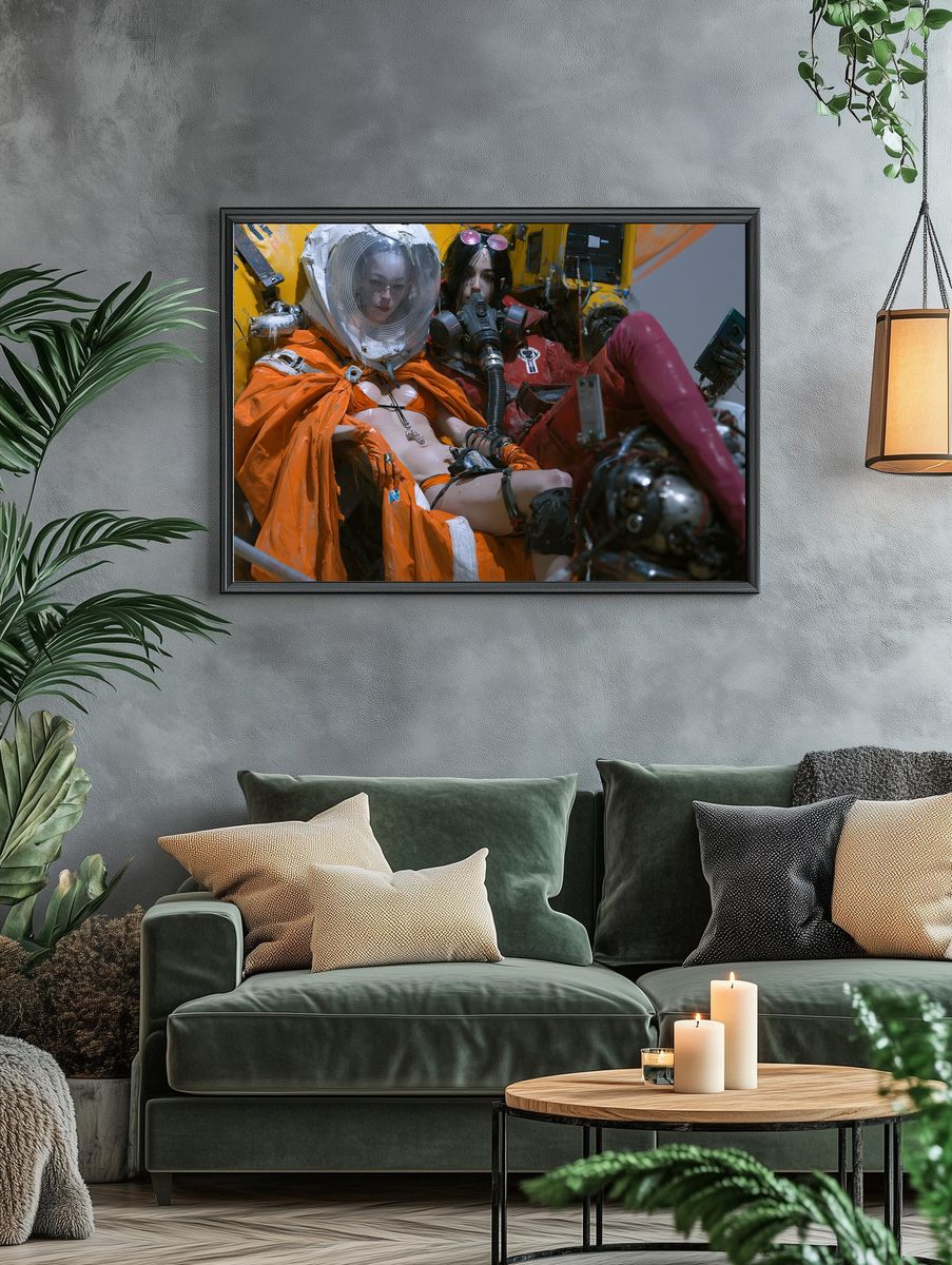 Cyberpunk Astronauts Illustration Poster. — room view 4