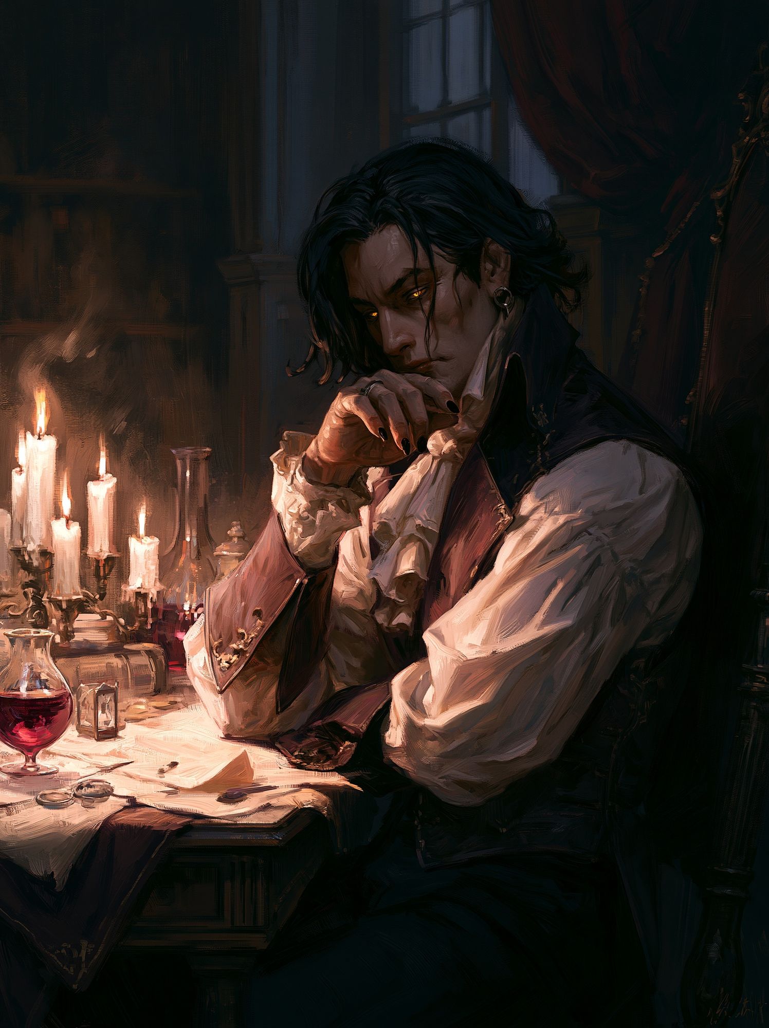 Gothic Vampire Portrait Print. poster — illustration art