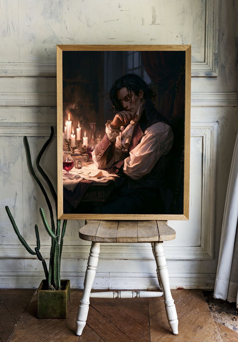 Gothic Vampire Portrait Print. room preview