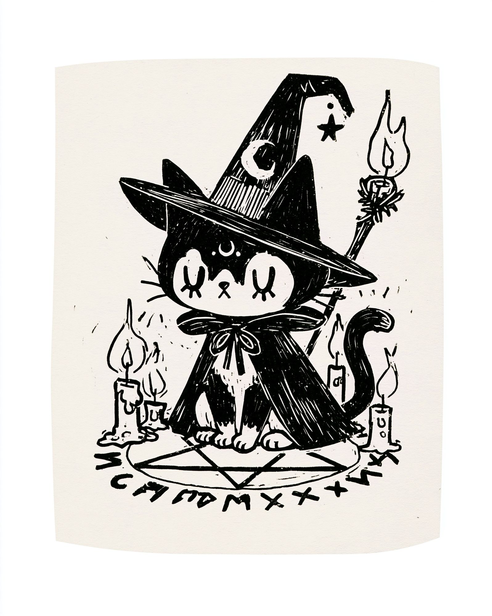 Witch Cat Ink Poster. poster detail