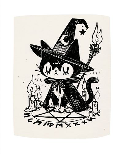 Witch Cat Ink Poster. poster