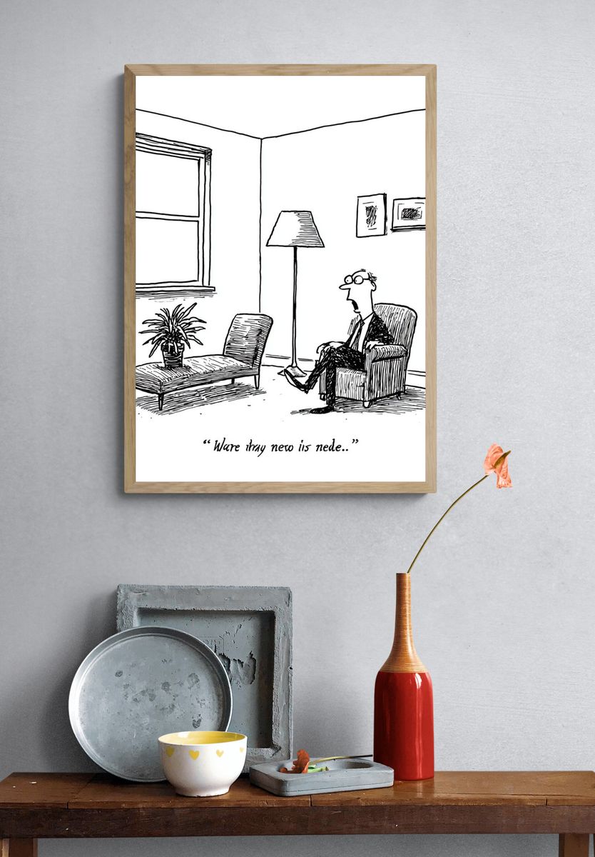 Office Waiting Room Cartoon Poster. — room view 3