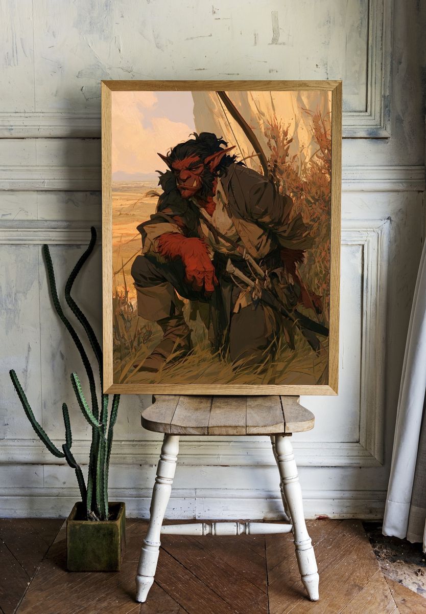 Fantasy Orc Warrior Illustration Poster. room preview