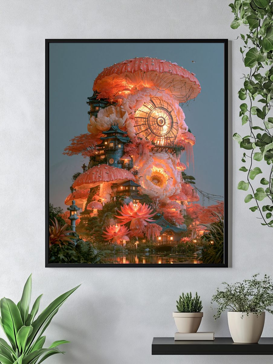 Enchanted Mushroom Garden Print. — room view 4