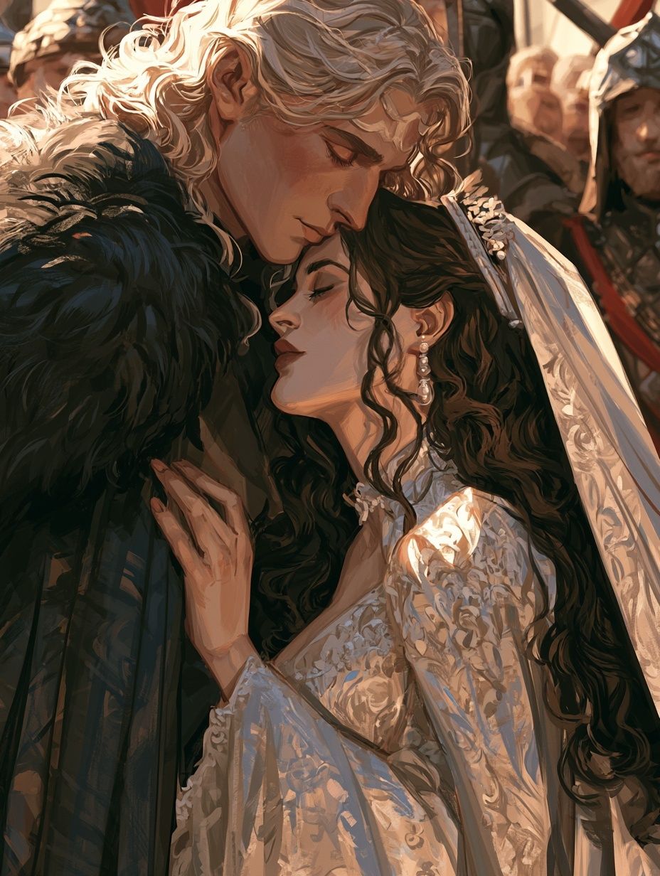 Fantasy Wedding Embrace Illustration Poster. poster detail