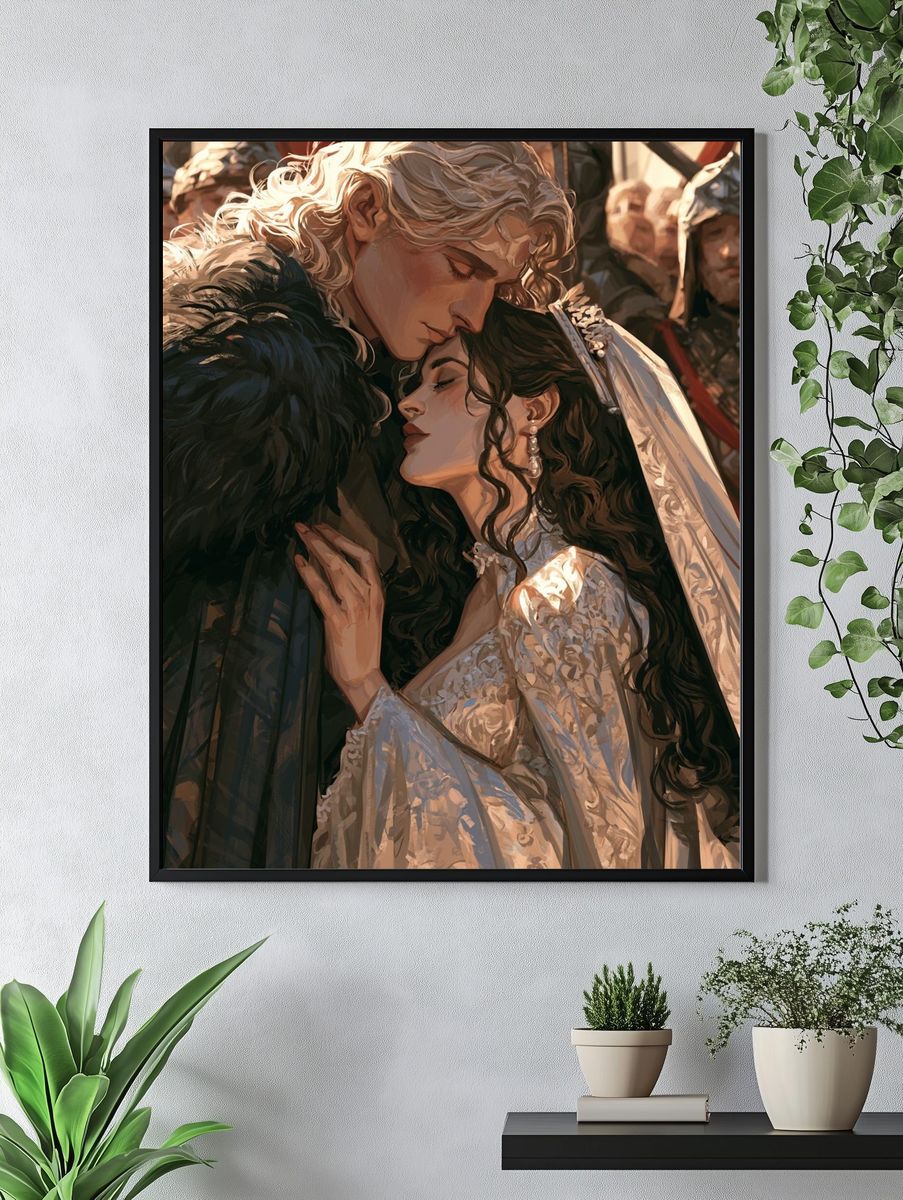 Fantasy Wedding Embrace Illustration Poster. — room view 4