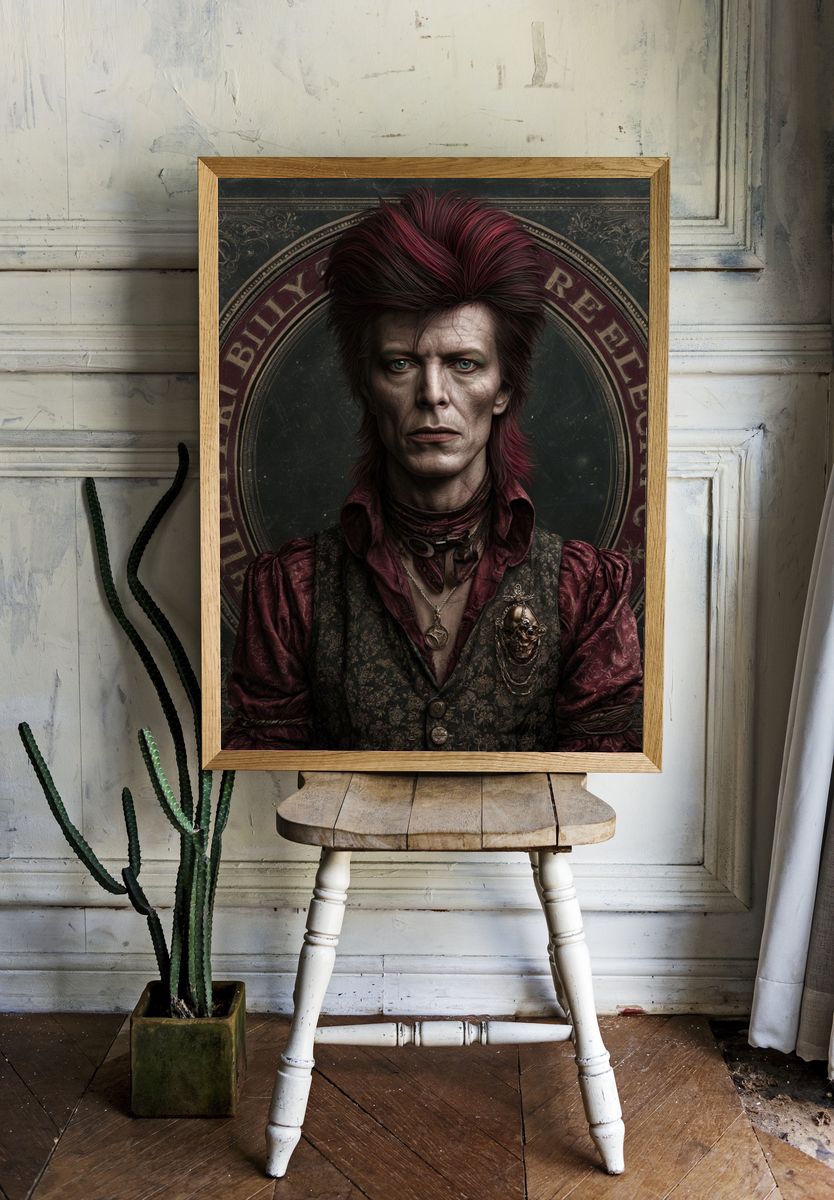 Bowie-Inspired Gothic Portrait Poster. — room view 1