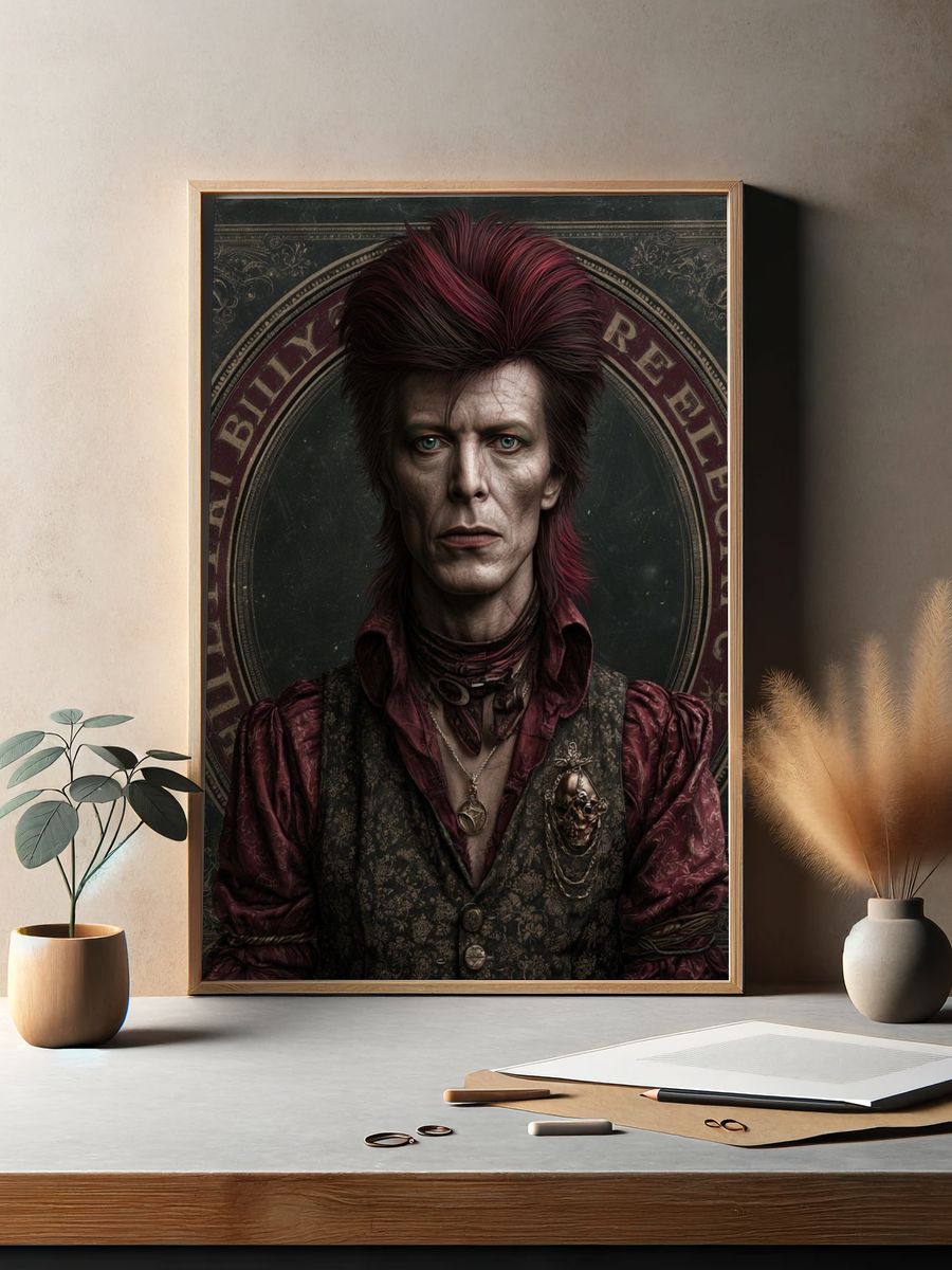 Bowie-Inspired Gothic Portrait Poster. — room view 2