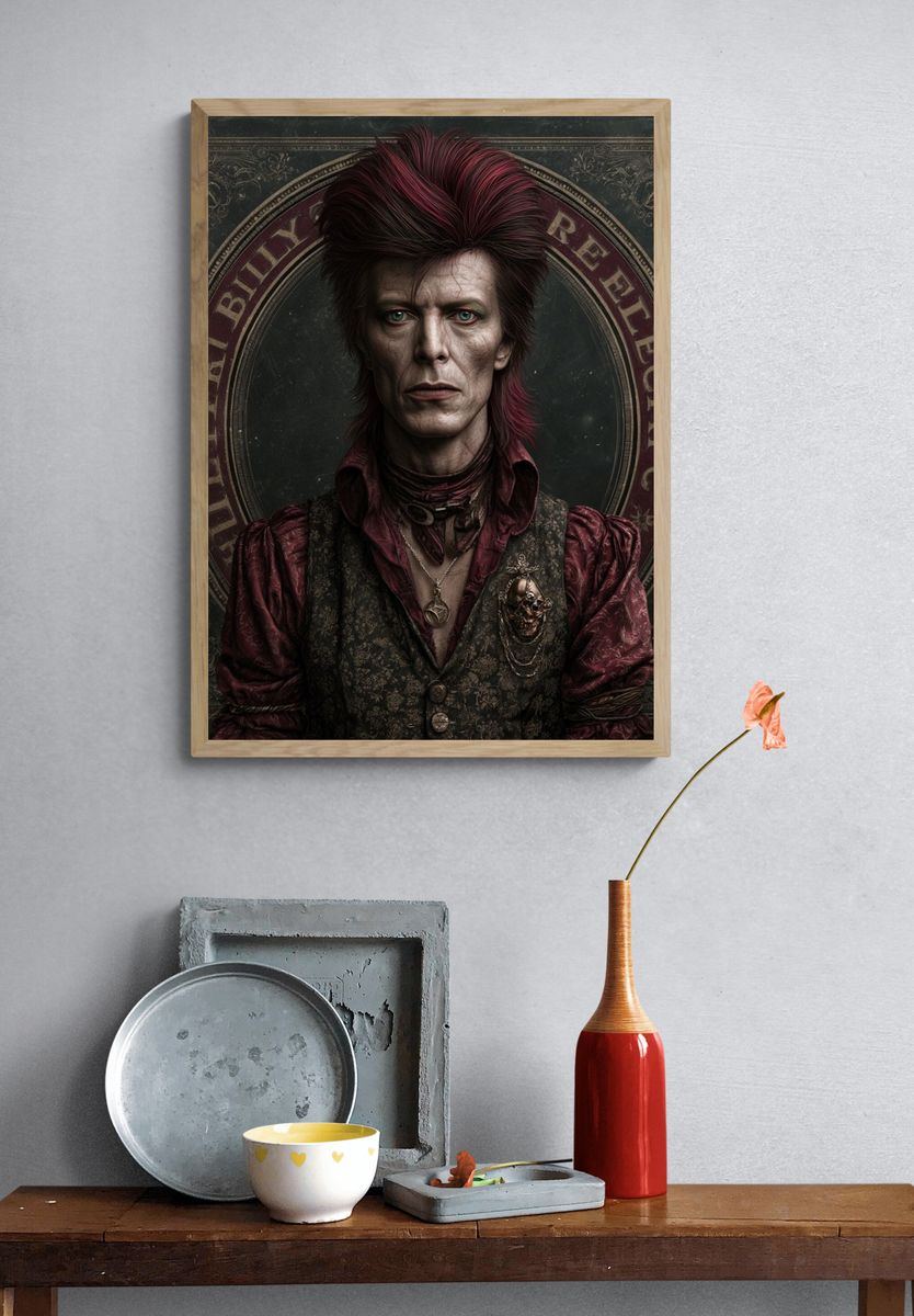 Bowie-Inspired Gothic Portrait Poster. — room view 3