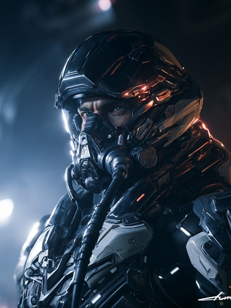 Armored Sci-Fi Soldier Poster. poster — illustration art