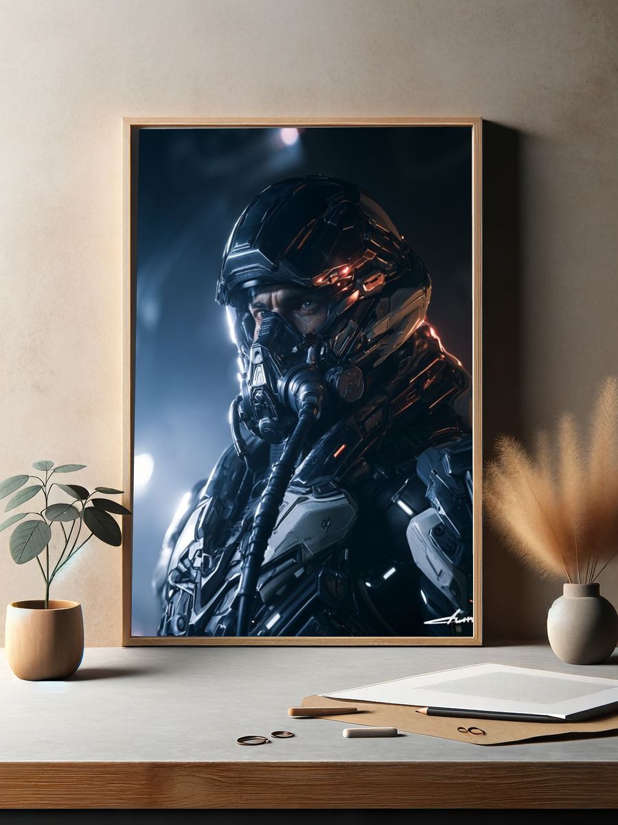 Armored Sci-Fi Soldier Poster. — room view 2