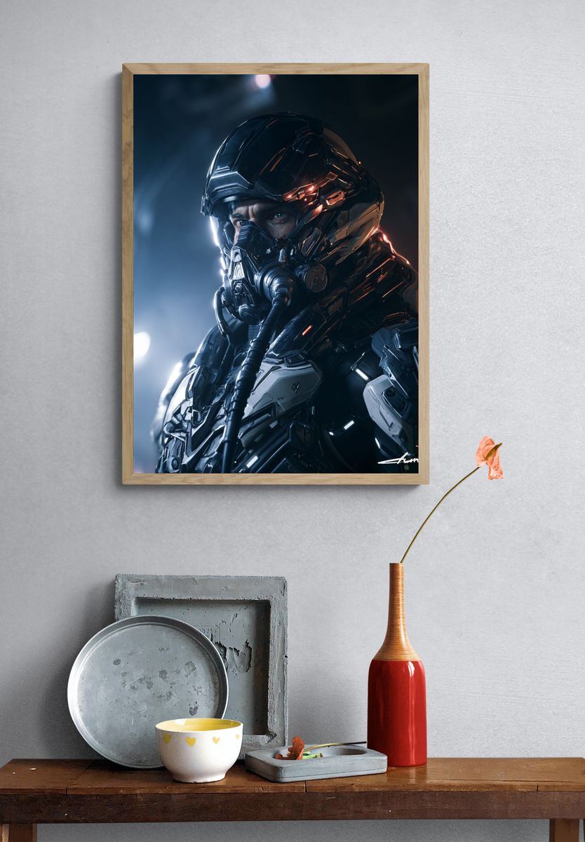 Armored Sci-Fi Soldier Poster. — room view 3