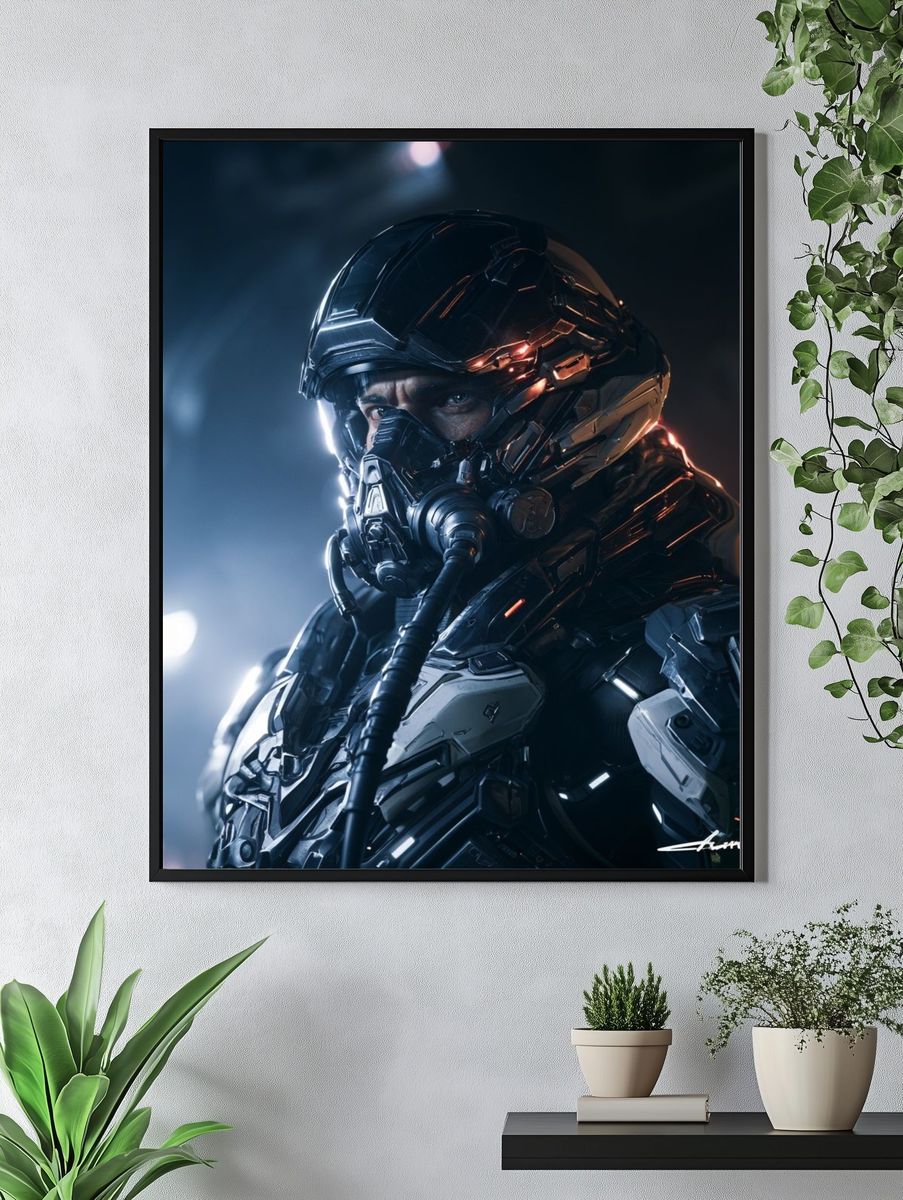 Armored Sci-Fi Soldier Poster. — room view 4