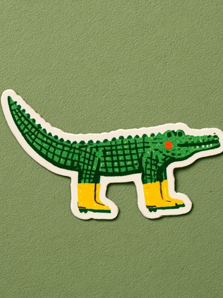 Green Crocodile Illustration Poster. poster — illustration art