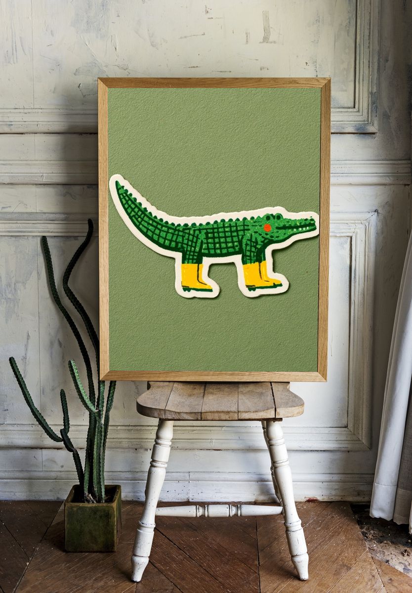 Green Crocodile Illustration Poster. room preview