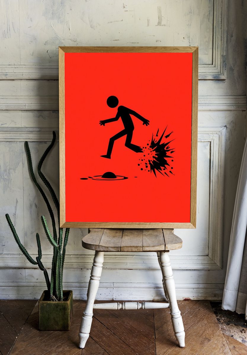 Stick Figure Explosion Typography Print. — room view 1