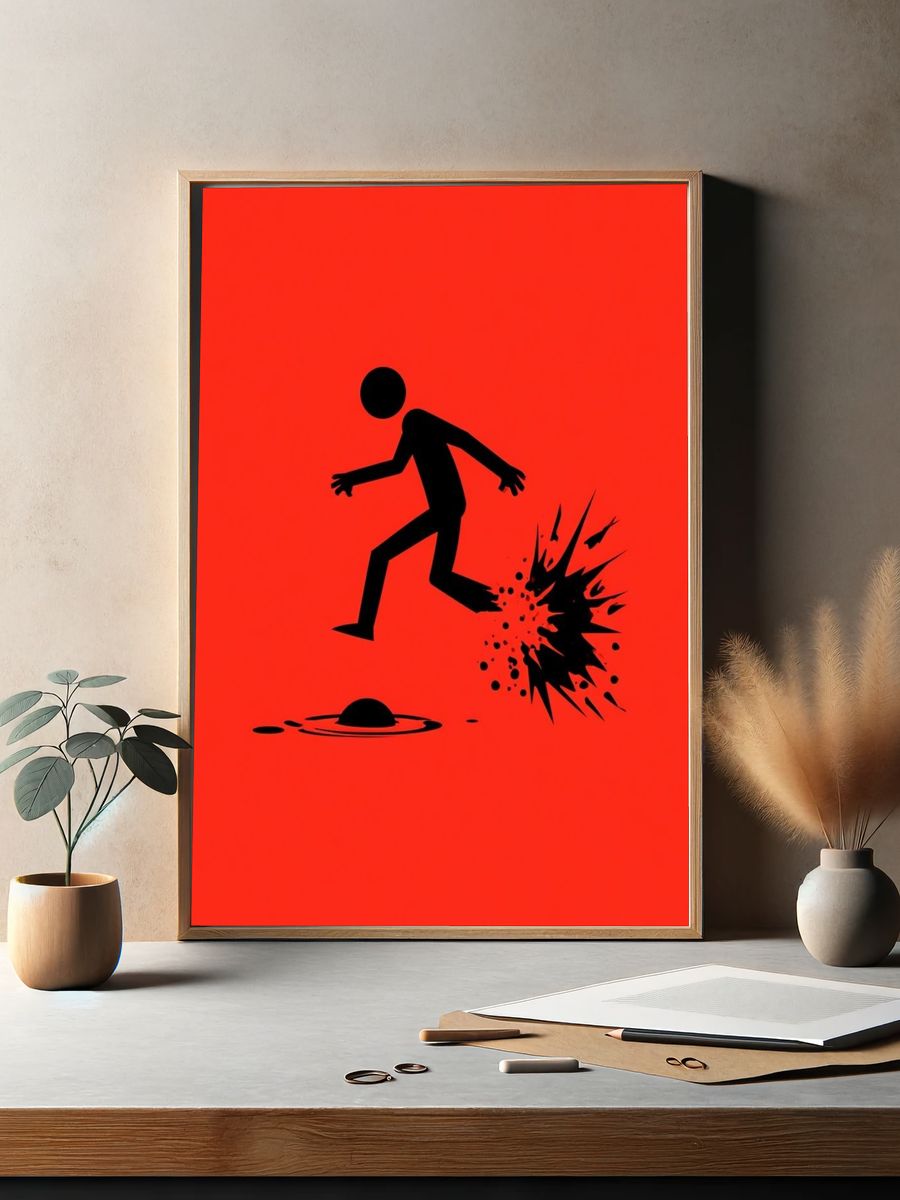 Stick Figure Explosion Typography Print. — room view 2