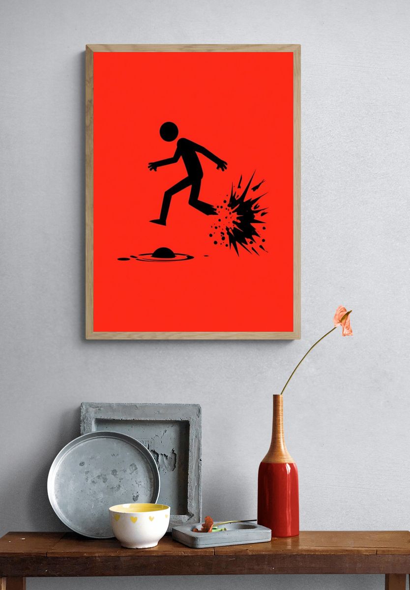 Stick Figure Explosion Typography Print. — room view 3
