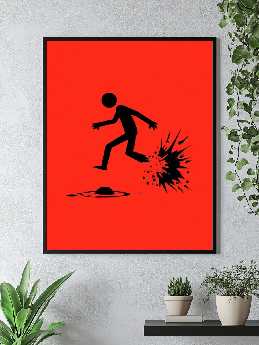 Stick Figure Explosion Typography Print. — room view 4