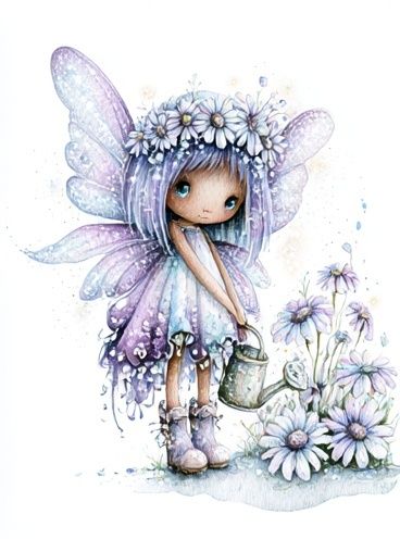 Fairy Girl Watercolor Print. poster detail