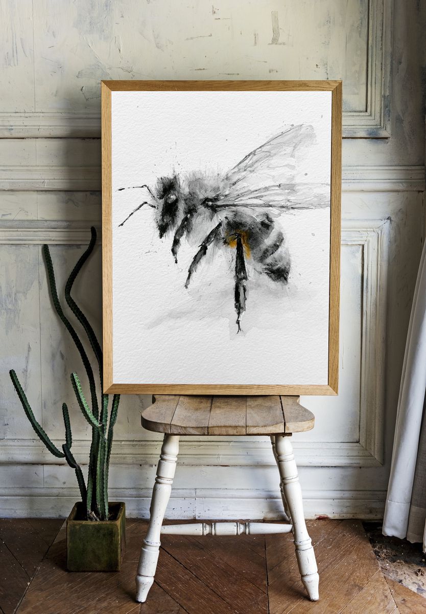 Watercolor Bee Illustration Poster. room preview