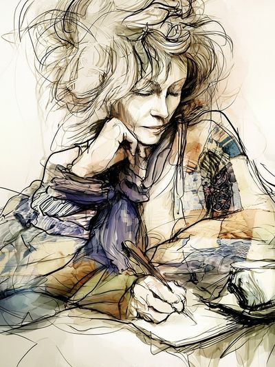 Contemplative Woman Illustration Poster. poster