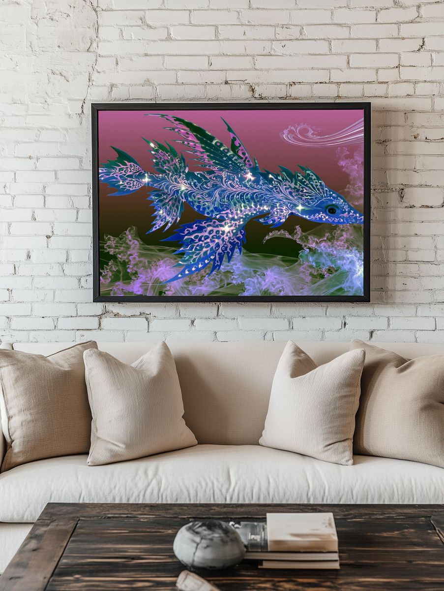 Fantasy Fish Digital Art Poster. room preview