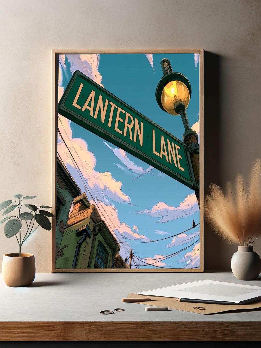 Lantern Lane Street Scene Poster. — room view 2