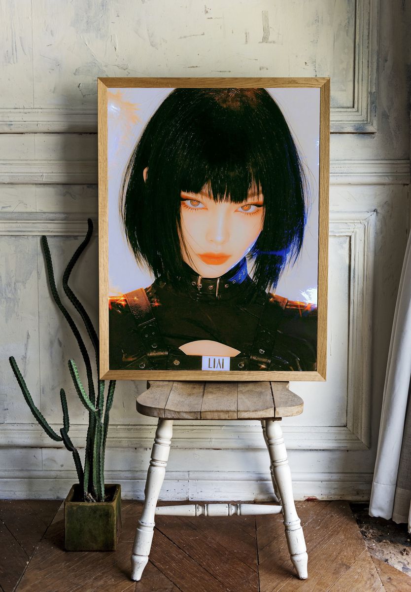 Cyberpunk Portrait — Digital Art Print. room preview