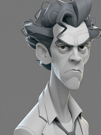 Angry Stylized Character Portrait Print. poster