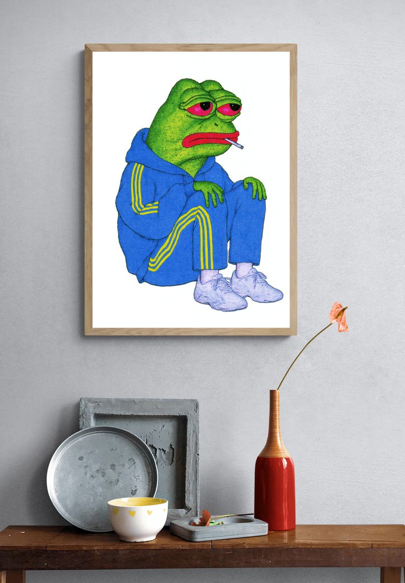 Pepe in Tracksuit Illustration Poster. — room view 3