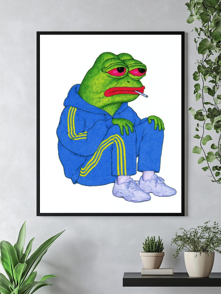 Pepe in Tracksuit Illustration Poster. — room view 4