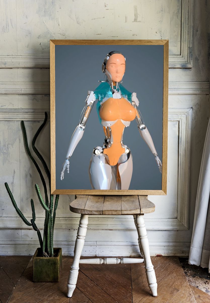 Futuristic Android Figure Poster. room preview