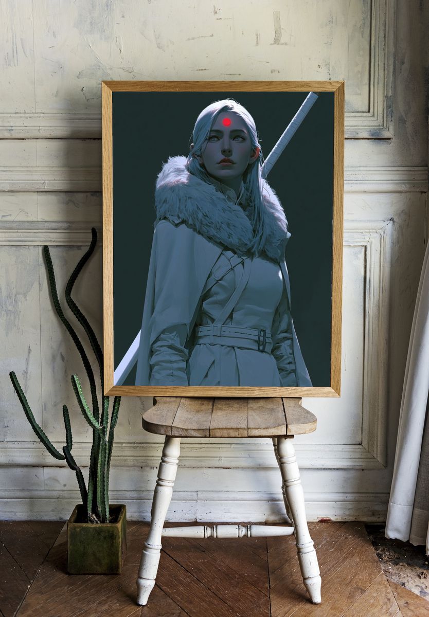 Mystic Warrior Portrait Print. room preview