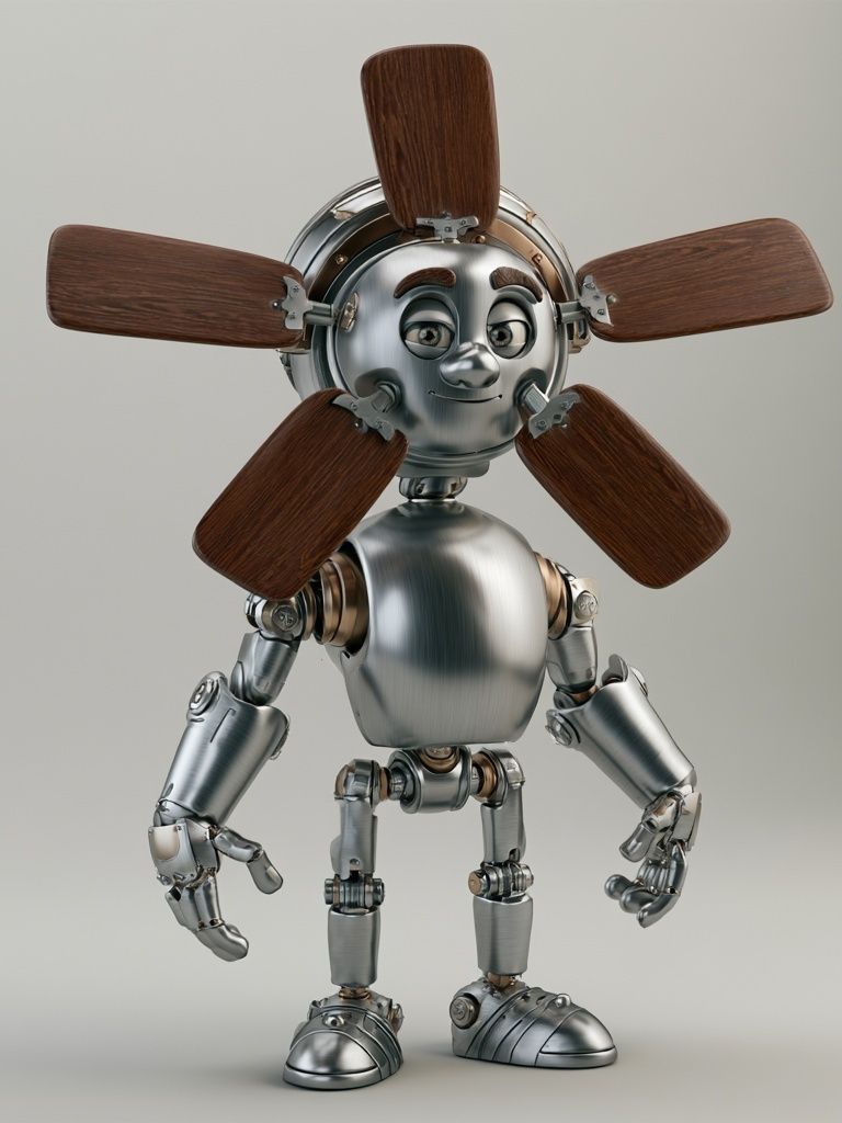 Friendly Robot Fan Illustration Poster. poster — illustration art