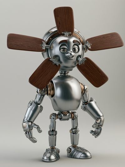 Friendly Robot Fan Illustration Poster.