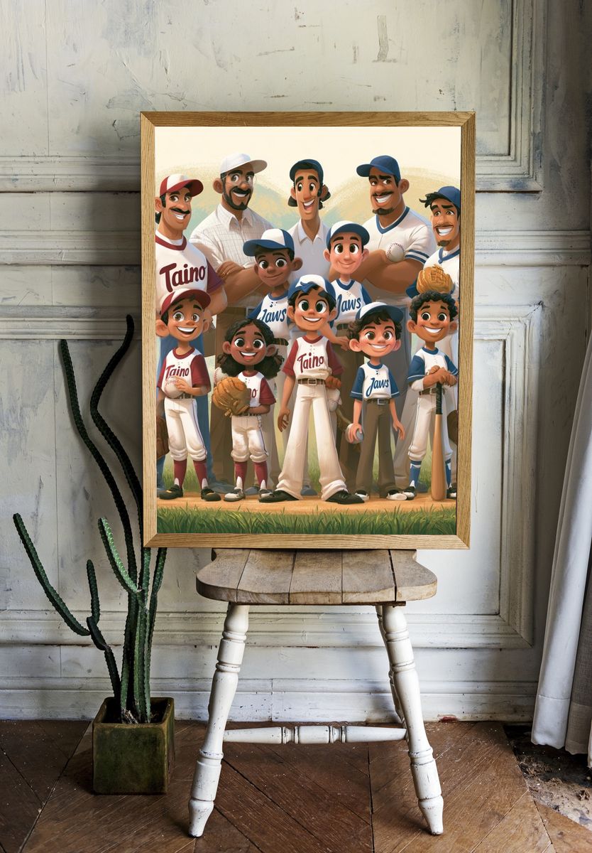 Youth Baseball Team Illustration Poster. — room view 1