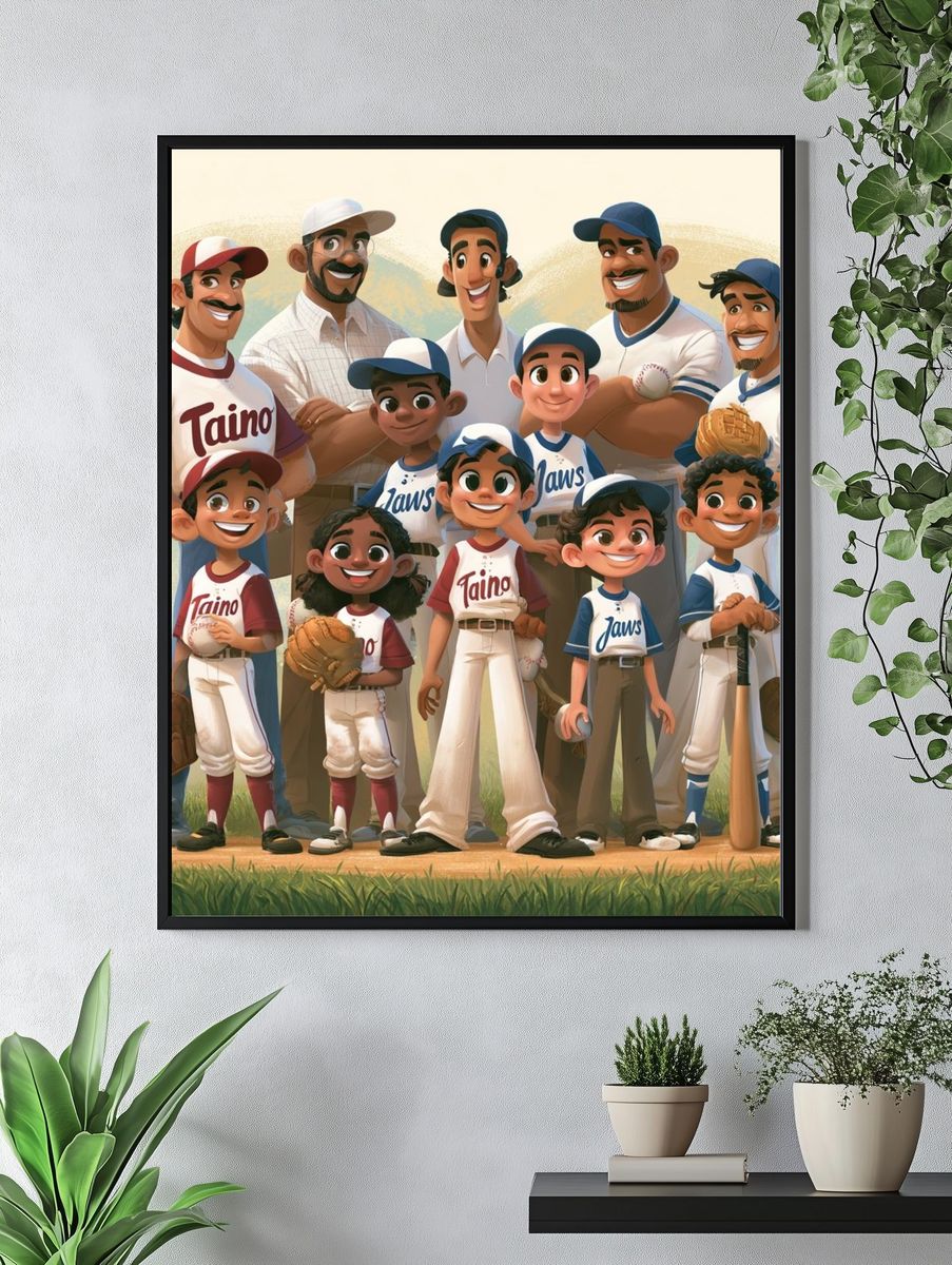 Youth Baseball Team Illustration Poster. — room view 4